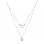 Серебряное колье Звезда и Сердце 9203