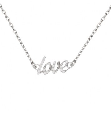 Кольє зі срібла Love з цирконієм 9215