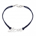Синій шовковий браслет зі срібною вставкою LOVE 4027-sin